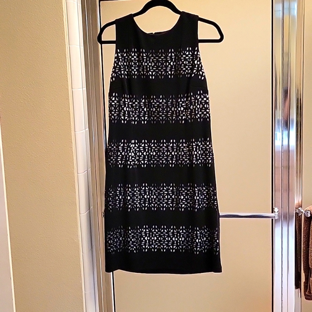 White House Black Market brand, sleeveless dress, back zip.